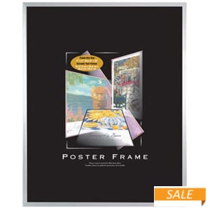 Silver plastic POSTER size frame with Masonite Backing