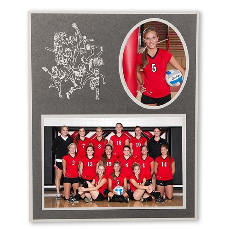 SPORTS Player+Team 7x5/3x5 sports MEMORY MATES Gray cardstock double ...