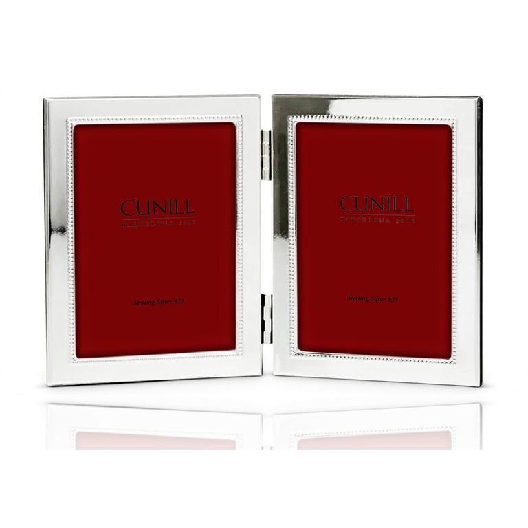 WIDE w/Inner Caviar Bead Luxe Sterling Silver 5x7 DOUBLE frame by Cunill
